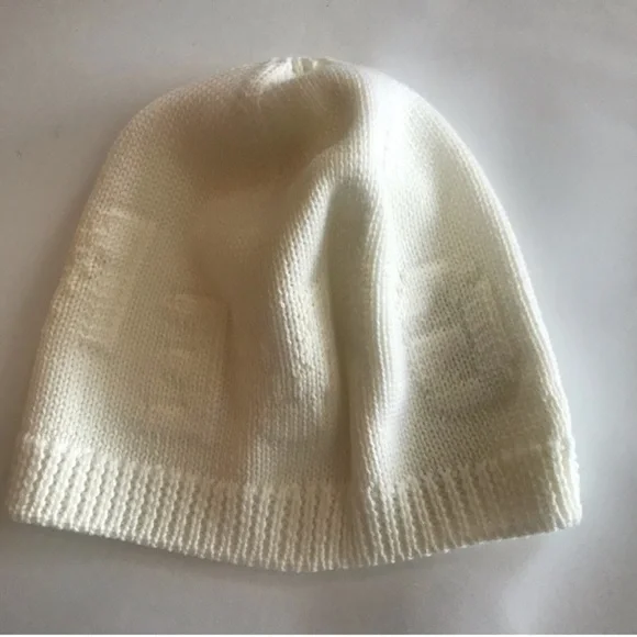 Givenchy Tonal Raised Logo Jacquard Knit Wool Beanie Hat Cream Off White NWT - Picture 7 of 15
